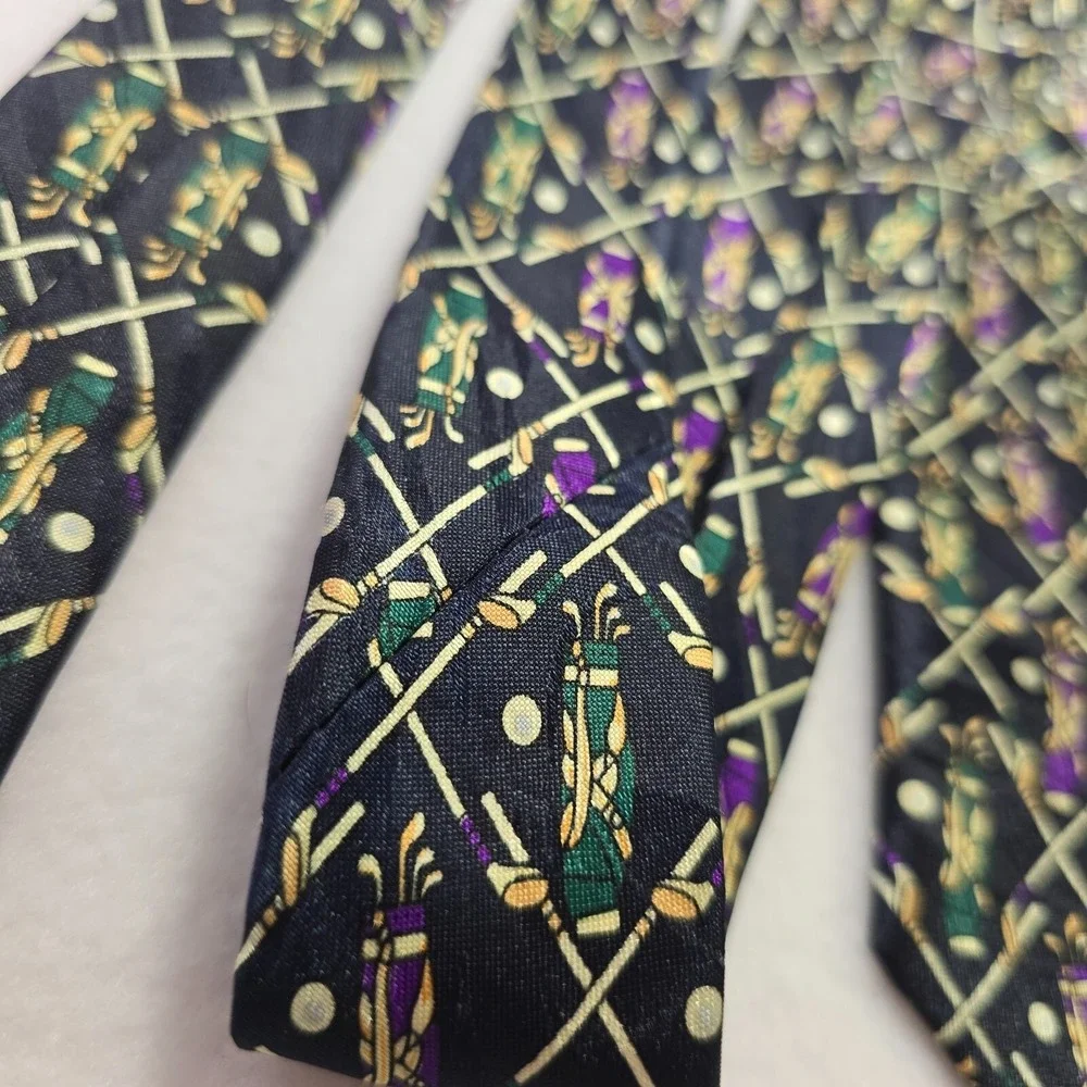 Beverly Hills Polo‎ Club Golf Bag Mens Neck Tie Purple Green Sport Ball Dress